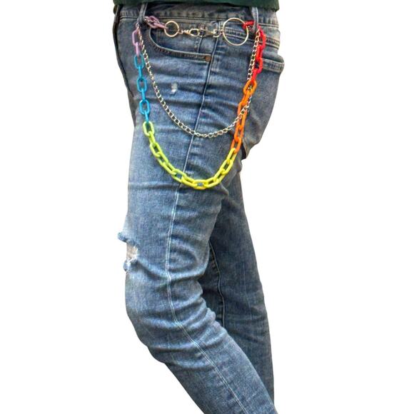 Colorful Handmade Chain Accent for Belt, Bag, or Necklace - Picture 1 of 11